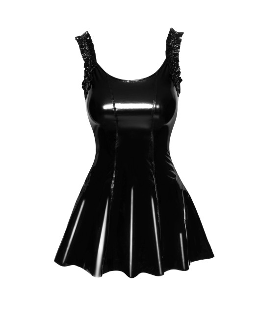 Robe_Courte_Type_Babydoll_en_PVC_Noir_Handmade