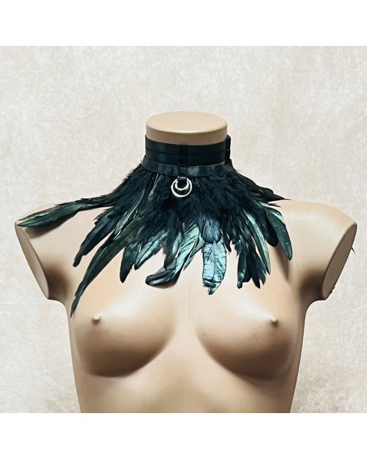 Collier_Ras_De_Cou_Plumes_Naturelles_Anneaux