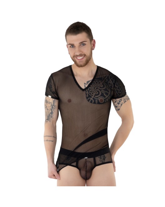 T_Shirt_Homme_Noir_Tulle_Transparent_Eros_Veneziani