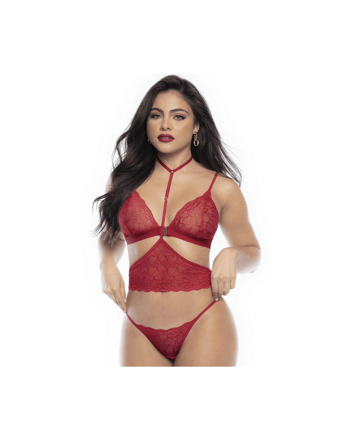 Ensemble_3_Pieces_Dentelle_Rouge_Broderies_Cœurs_Mapale_Lingerie