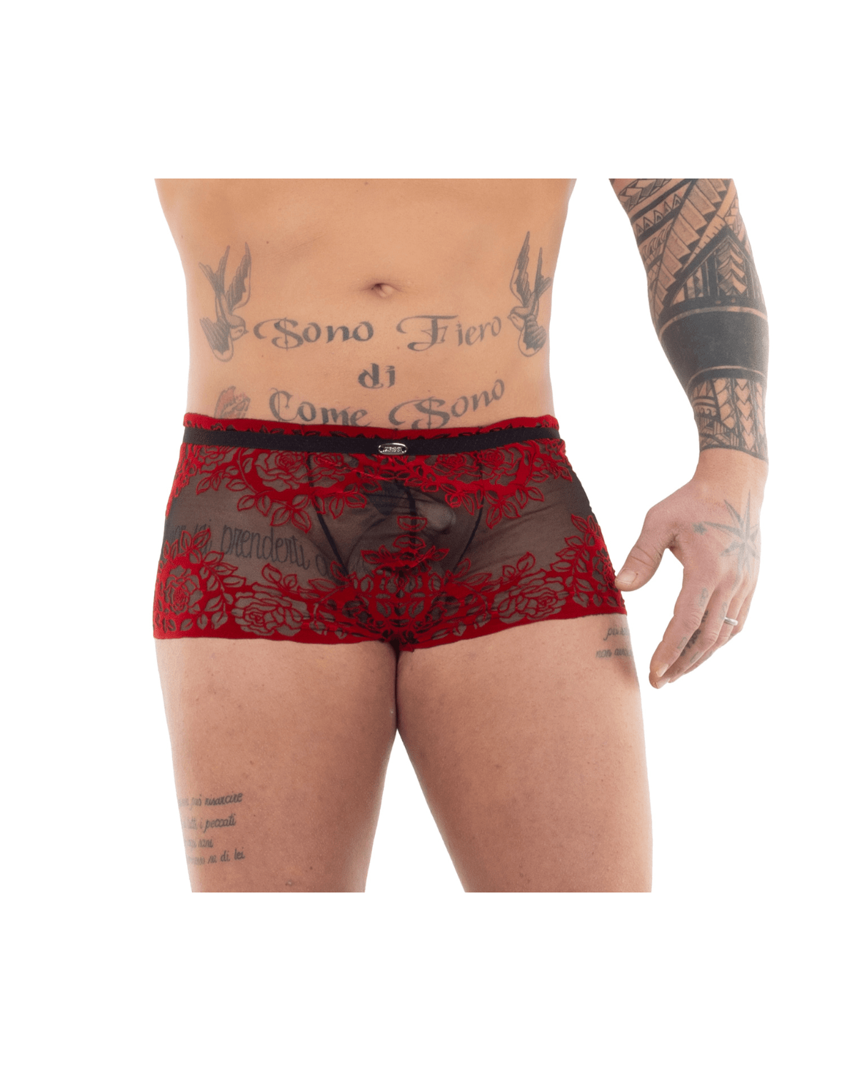 Boxer_Homme_Transparent_Tulle_Dentelle_Rouge_Floquee_Eros_Veneziani