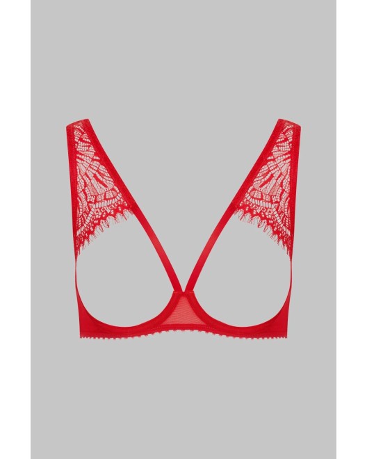 Soutien-Gorge Seins Nus Rouge Accroche C½ur - Maison Close