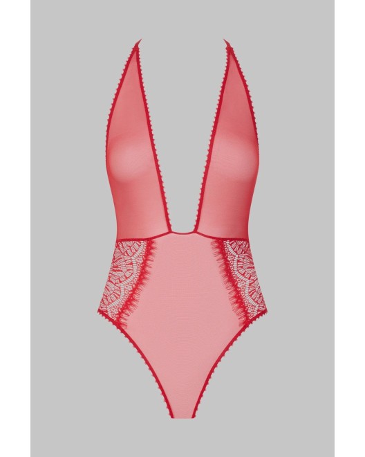 Body String Ouvrable Rouge Accroche C½ur - Maison Close