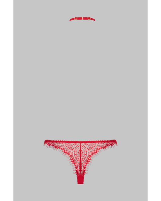 String Brésilien avec Harnais Rouge Accroche C½ur - Maison Close