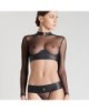 Crop Top Manches Longues en Simili Cuir Chambre Noire - Maison Close