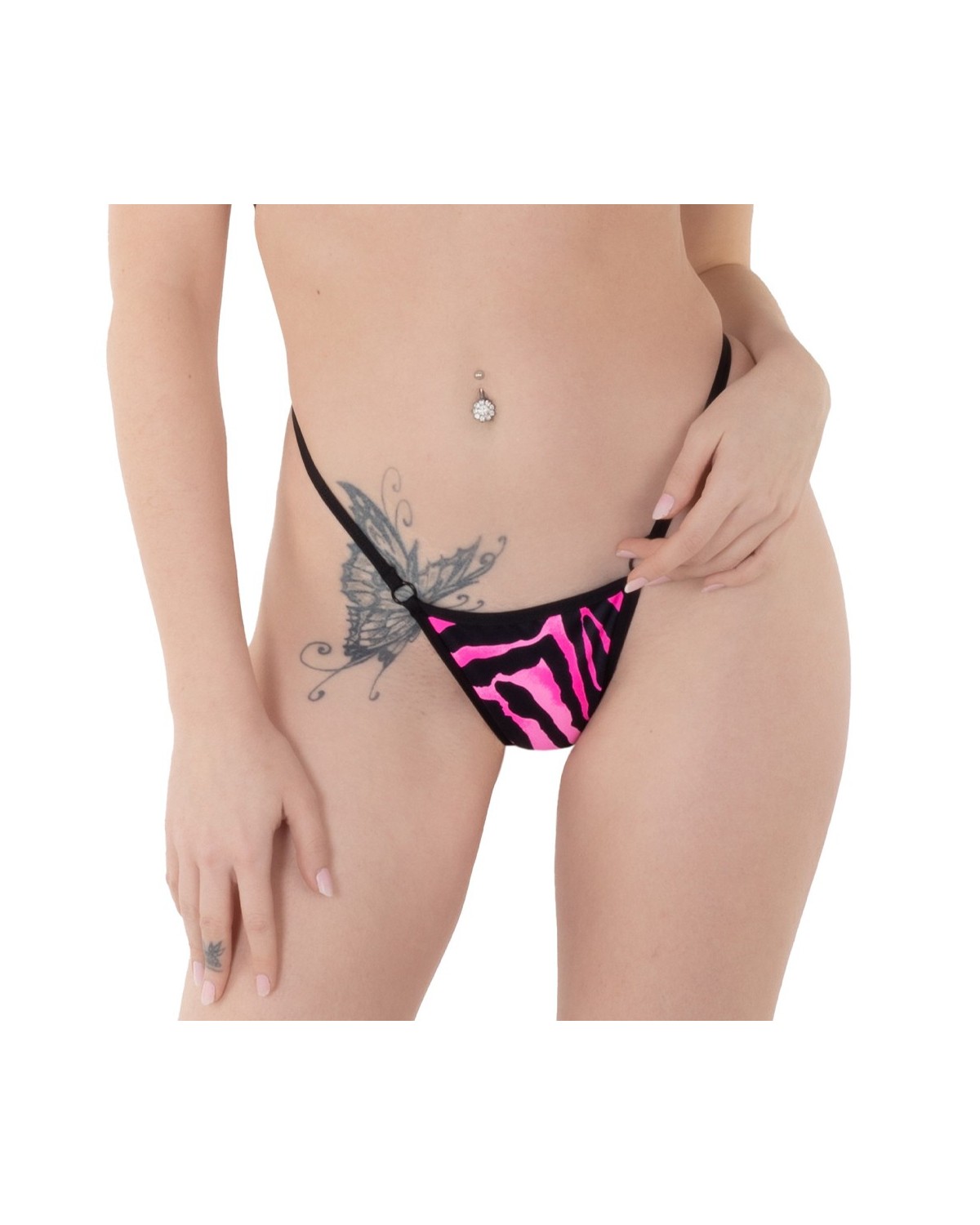 Bas de Bikini String Zébré Rose Fuchsia - Eros Veneziani