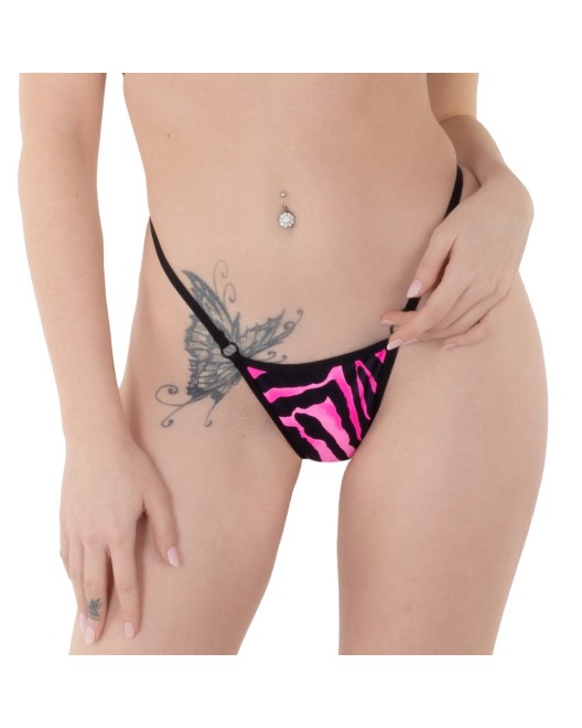 Bas de Bikini String Zébré Rose Fuchsia - Eros Veneziani