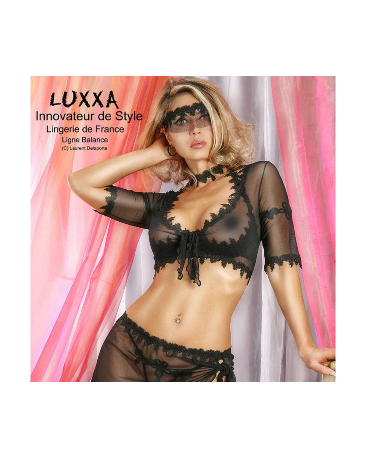 Caraco Noir en Tulle Transparent Balance - Luxxa