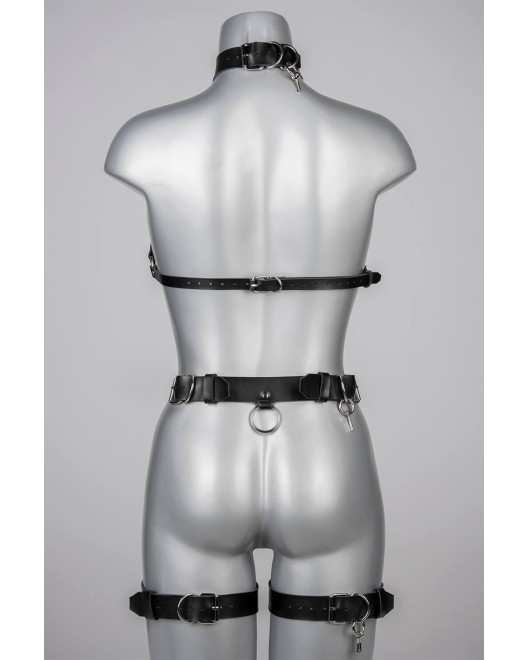 Soutien-Gorge Harnais Ouvert en Cuir Lock - VoyeurX