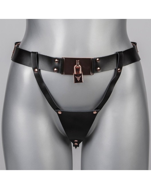 String Ouvrable en Cuir Lock - VoyeurX