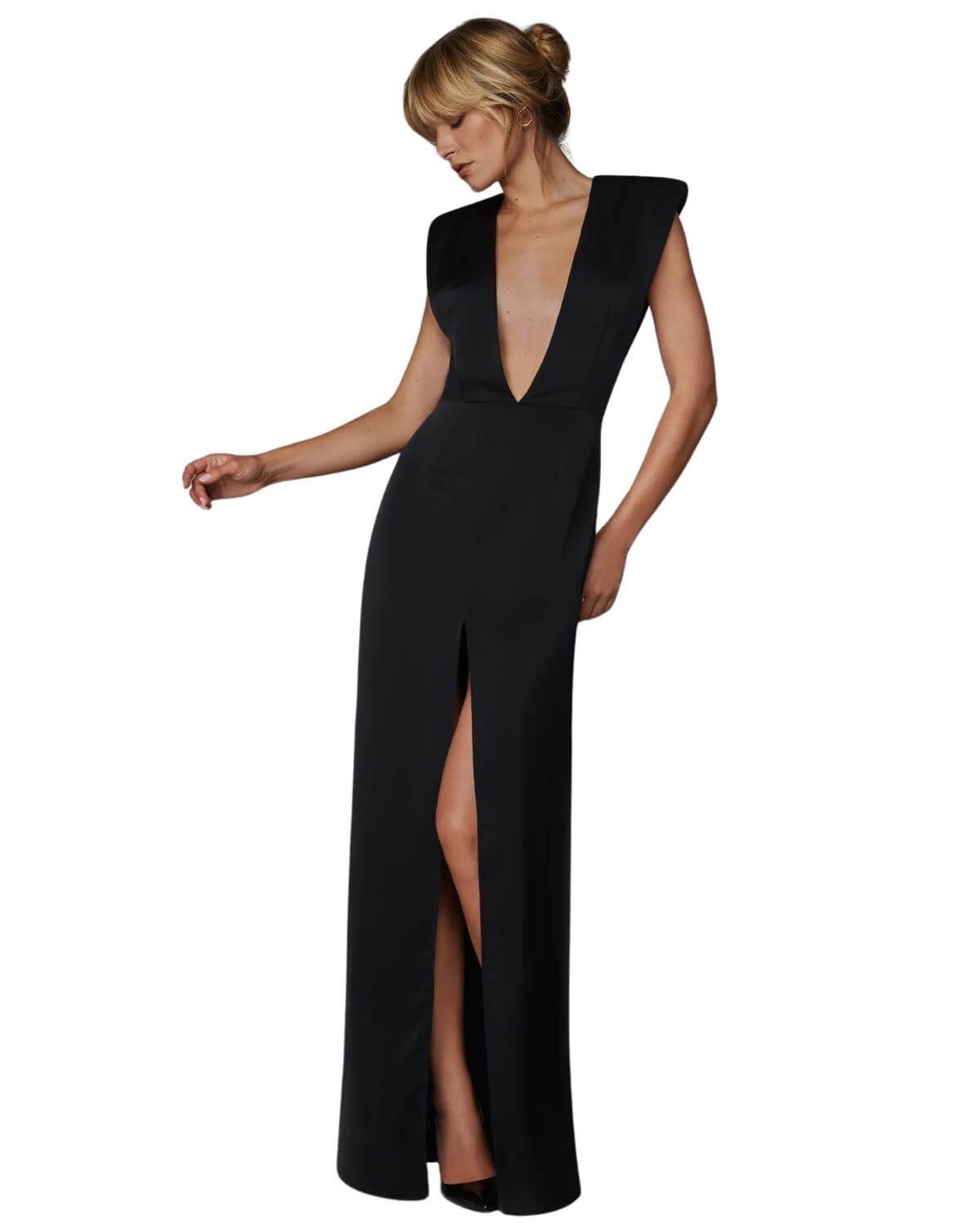 robe-longue-decolletee-satin-le-vestiaire-noir-maison-close